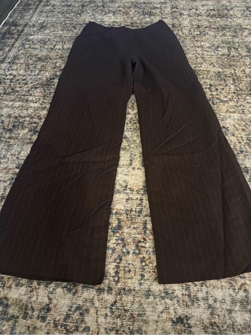 Ralph Lauren Brown Pinstripe Wide Leg Trousers